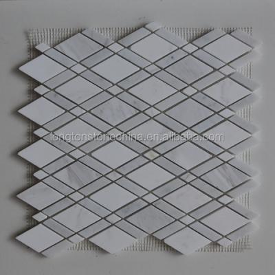 China parquet diamond shape mosaic and volakas white marble mosaic slab for sale for sale