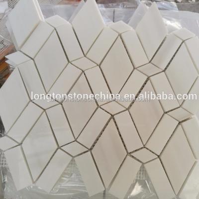 China Diamond Triangle Rectangular Marble Kitchen Backsplash Parquet Polygon White Mosaic Tiles for sale