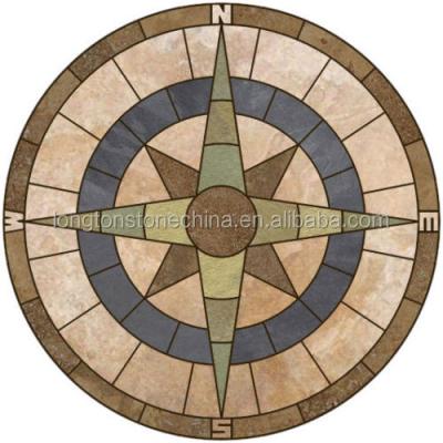 China Parquet Lime Travertine Compass Medallion Mosaic Tiles Floor Stone Handmade Slate for sale