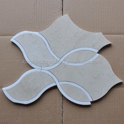 China New Style Parquet Marble Mosaic Crema Marfil Stone Waterjet / Stone Pattern For Home for sale