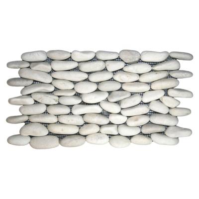 China Long Pebble Tile Kitchen Bathroom Entrance Balcony Beach Wall Mosaic Tiles Floor Stone Minimalist White Stone Marble for sale