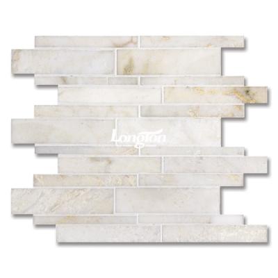 China Modern Cheap Honed And Polished White Stream Strip Office BuildingUniversity Toilet Brick Marble Mosaic for sale