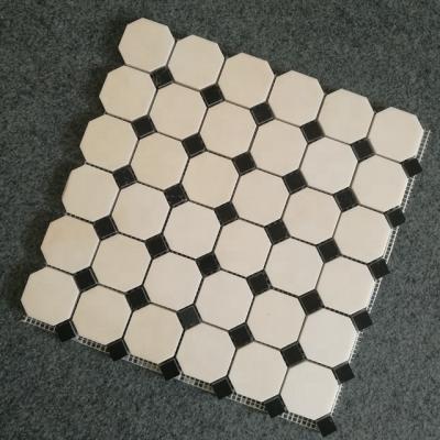 China New Design Flooring Bathroom Wall Slab Wholesale Octagon Anthracnose White Marble Mosaic Pattern for sale