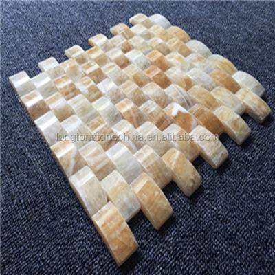 China Flooring Honey Onyx Marble Stone Price 3D Design Brick Mosaic Slabs For TV Wall for sale