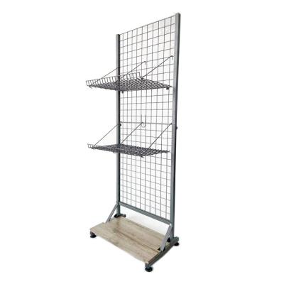 China Sturdy And Durable Metallic Beverage Drinks Retail Store Metal Mesh Display Rack for sale