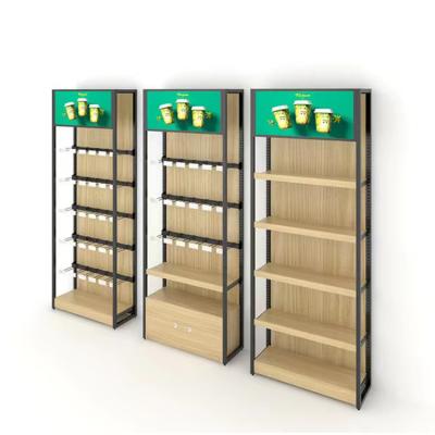 China Scope of Application Wide Double Sided Store Wooden Supermarket Gondola Shelving Shelves for sale