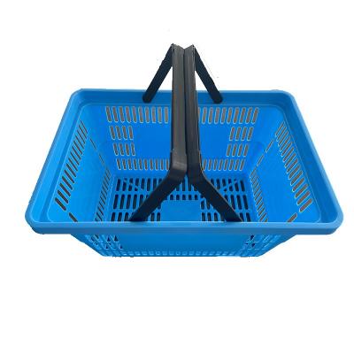 China Wholesale PP Shopping Basket Plastic Retail Premium Handle Plastic Basket Hand Held Food Basket for sale