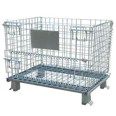 China Portable Stackable Steel Wire Mesh Pallet Cage Steel Cages for Storage Cargo Transport Storage Cage for sale