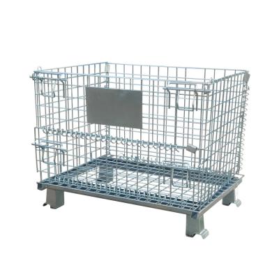 China Industrial Stackable Folding Wire Steel Mesh Container Metal Storage Cage for sale