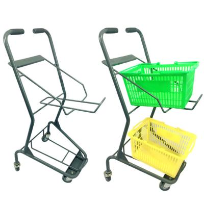 China Hot Selling Cheap Unfolding Double Layer Smart Grocery Shopping Cart Trolley for sale