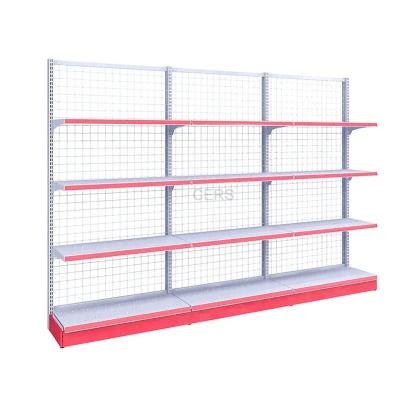 China Double Sided Heavy Duty Supermarket Shelves /Store Metal Display Racks /gondola Shelving OEM for sale