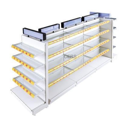 China 2023 New Design Supermarket Rack Shelf Gondola Shelving Double Sided Grocery Shelves for sale