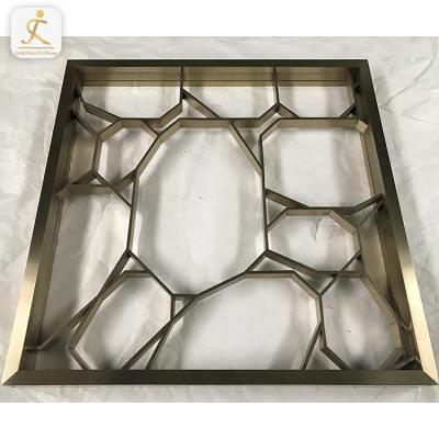 China Small Half Size Stainless Steel Room Divider Durable Square Divider For Wall Decoration Metal Gold Lattice Custom Room Divider for sale