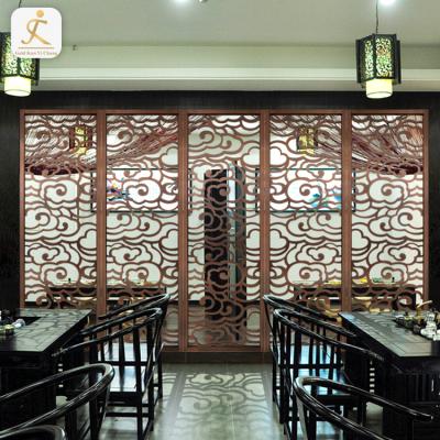 China Durable 316 Stainless Steel Laser Panel Lobby Steel Art Screens Hotel Partitions Interior Public Cavity Cut Metal Decorative Screen for sale