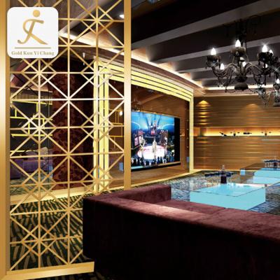 China Fashion Living Room Furniture Decorative Modern Stainless Steel Panel Screen Room Divider Gold Metal Durable Modern Room Divider for sale