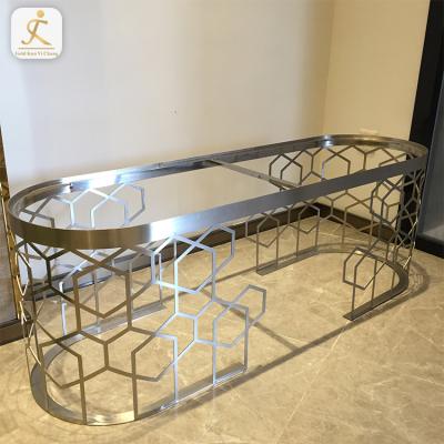 China Regular Modern Stainless Steel Table Parts Furniture Chrome Metal Gold Dining Table Legs Decorative Stainless Steel Gold Dining Table Base for sale