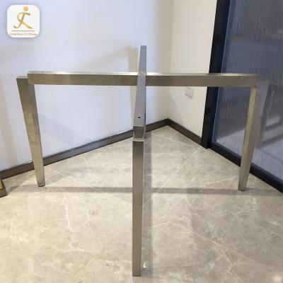 China Regular High End Custom Home Furniture Leg Type Cross Base Metal Table Legs For Stainless Steel Metal Glass Top Dining Table Legs for sale