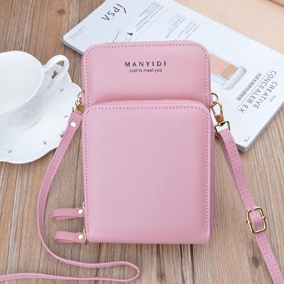 China Coin purse fashion women shoulder long diagonal bag PU leather ladies phone wallet for women for sale