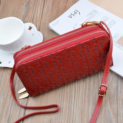 China Coin Purse Fashion Letters Shoulder Long Diagonal Bag PU Leather Ladies Phone Wallet For Women for sale