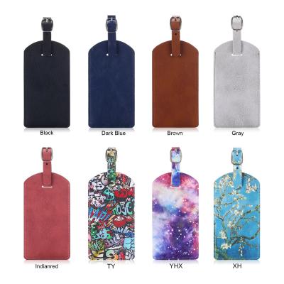 China OEM Customized Eco-friendly PU vegan bulk standard size luggage tags sublimation printing premium leather luggage tag for sale