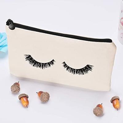 China Fashion Eco-Friendly Cotton Canvas Cosmetic Bag Custom Logo Acceptable Makeup Bag Gold Pouch For Travel Comet Sets for sale