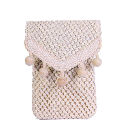 China Cute Fashion Shoulder Bag PU PP Straw White Color Rattan Women Cell Phone Leather Plastic Small Bags and Cases for sale