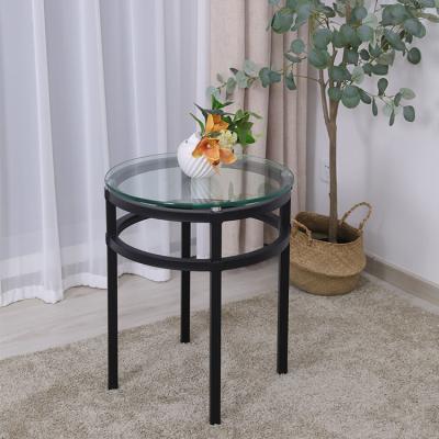 China (Size)Modern Adjustable Coffee Table Living Room Furniture Metal Frame Tea Table Side Glass Top Table for sale