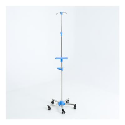 China Mobile Infusion Tray Iv Pole Hospital Mobile Furniture Stainless Steel Iv Pole Plastic Holder for sale