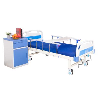 China Hospital Bed Factory Direct Sales Hospital Bed Supplies Manual Inpatient Bed Two Guradrails for sale