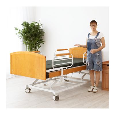 China 3 Function Wooden Electric Nursing Bed Height Adjustment Knee Rest Nursing Bed Home Care Elderly Electric Nursing Back Beds for sale