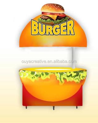 China Juice Fiberglass Food Trailer 3D Burger Shape On Top Ball Shaped Kiosk Movable for sale