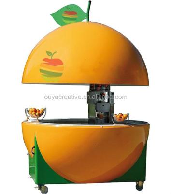 China Water Proof Mobile Street Food Trailer Orange Shaped Fresh Juice Kiosk Cart On Wheels for sale