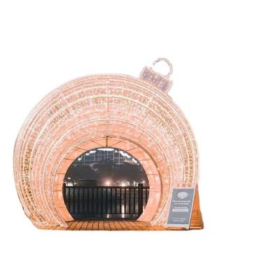 China Steel Frame + PVC Lights Christmas Decorations Outdoor Commercial Led Christmas Bauble Giant LED Ball Walk Through Ornament for sale