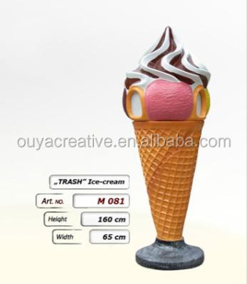 China Fiberglass restaurante furniture ice cream cone trash can decoration restaurant sustainable waste bin for sale