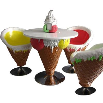 China Water Proof Hot Sale Ice Cream Cone Shop Furniture Chair And Table Set for sale