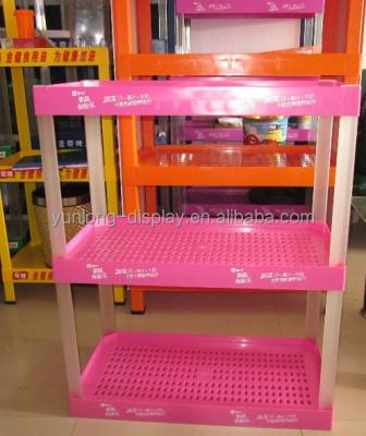 China Custom shop fittings retail store promotion floor 4 layers display stand/ABS injection plastic display/plastic beverage shelf holder for sale