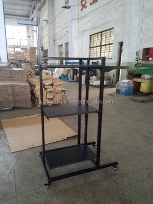 China Shop fittings hot sale clothing hanging display rack metal and wood display rack for shop fittings for sale