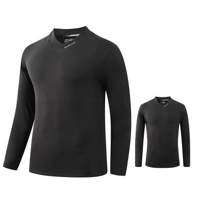 China Men's Breathable Pure Color Black Quick Dry Polyester Long Sleeves T-shirt Gym Shirts for sale