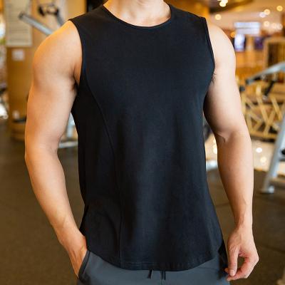 China Breathable Men Sports Tank Top Muscle Fitness Vest Shaping GymWear Cotton Sleeveless Shirts for sale