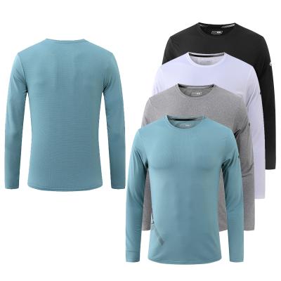 China Anti-Wrinkle Mens T Shirts Long Sleeve Autumn Running Training Quick Dry 2021 Sports Stitch Casual Gym Top Custom Logo for sale