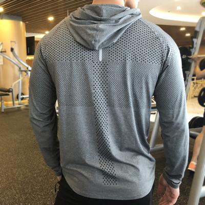 China Thick Anti-Wrinkle Buruite Shirt Man Running Men's Long Sleeve Training Hooded T-shirt Fitness T-shirt Breathable Quick Dry Gym Sports for sale