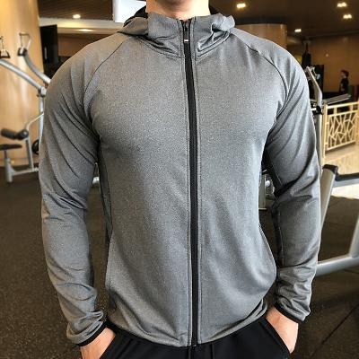 China Wholesales Solid Color Men Antibacterial Breathable Workout Jacket Full Zipper Hoodies Jogging Active Sweat Jacket Sport Wear Men for sale