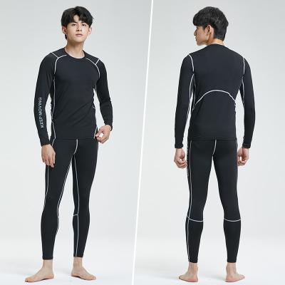 China Men's Breathable Two-Piece Active Fit Slim Set Breathable Men's Active Tight Fitness Gaiters Shirt Jogging Sportswear Gym Suits for sale