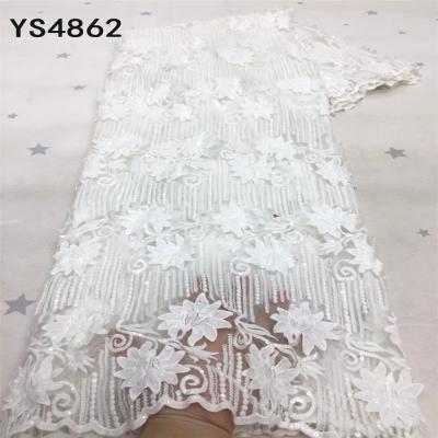 China Beautiful hot sale style evening style lace design waterproof luxury French net lace embroidery 5 yards for sale