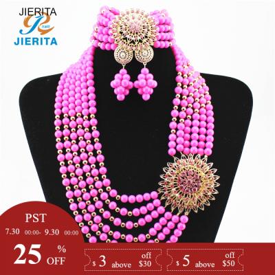 China XL3115-1 CLASSIC African Pale Roses Handmade Beaded Jewelry Set for sale