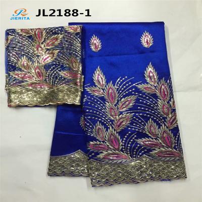 China BB21188-2 Viable Lower MOQ 5 Yards Fashion Design New African Swiss Cotton Georges Blouse Lace Silk Fabric for sale