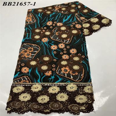 China Size 6 Viable High Quality African Women's New Style Wax Cotton Fabric Embroidery Lace Dress for sale