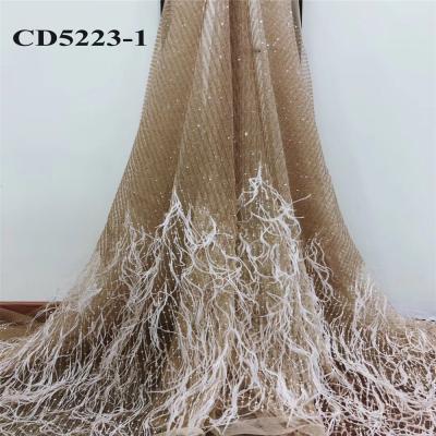 China African so expensive good quality feather style fashion lady net lace workable 3d embroidery net use for wedding for sale