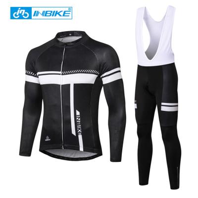 China INBIKE Antibacterial Chinese Clothing Men's Clothing Tank Top And Bib Sleeve Long Tights Reflective Pants Set Gel Padded Bicycle Bike Wear for sale