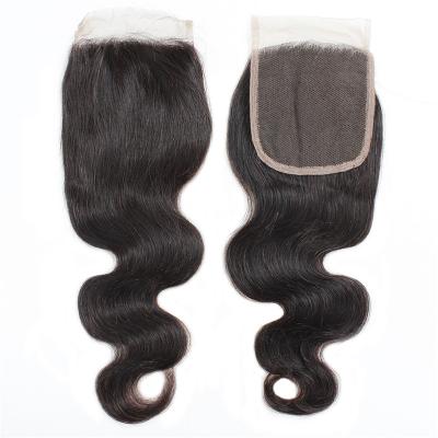 China Handmade Weft 10A Bone Straight Hair With Closure , 7A Body Wave Closure 4x4 Hair Bundles With Closure Set for sale